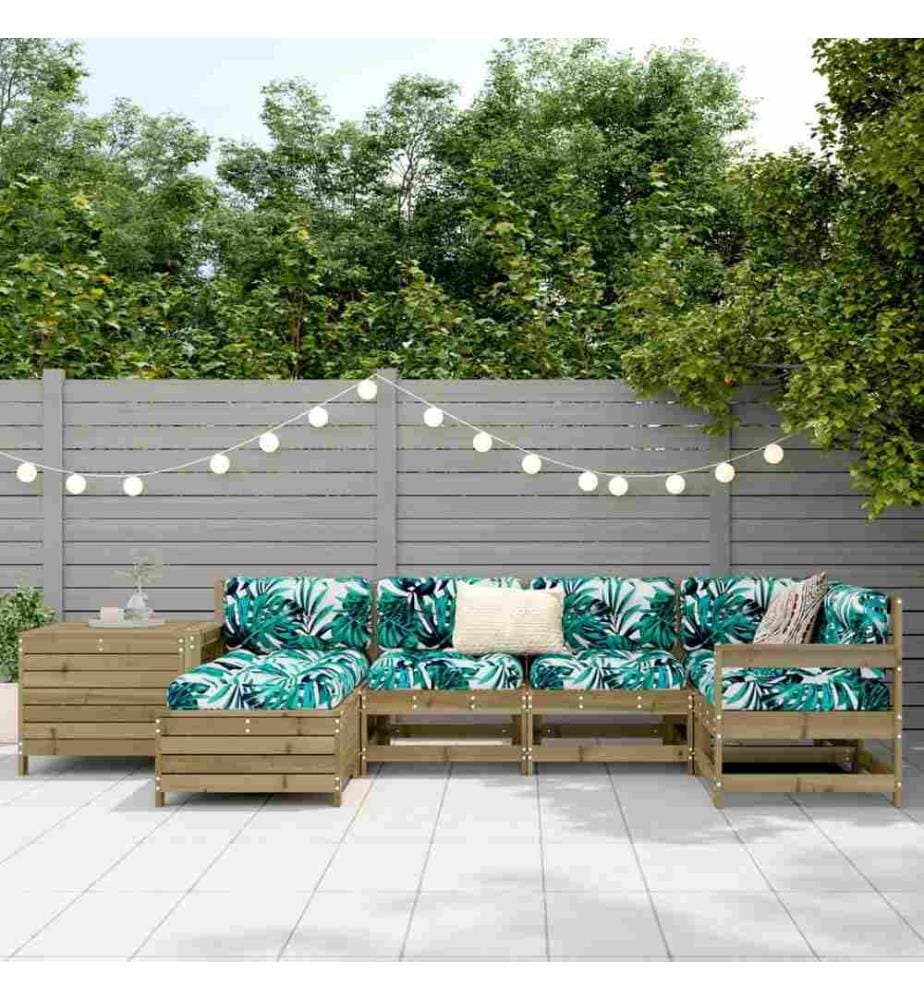 7-tlg. Garten-Sofagarnitur Kiefernholz Imprägniert