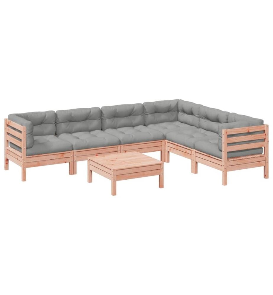 7-tlg. Garten-Sofagarnitur mit Kissen Massivholz Douglasie