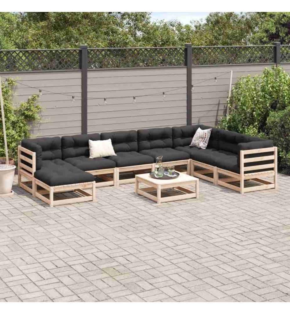 9-tlg. Garten-Sofagarnitur Massivholz Kiefer
