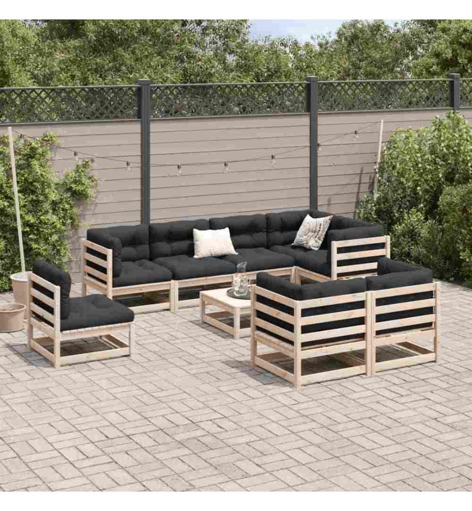 9-tlg. Garten-Sofagarnitur Massivholz Kiefer