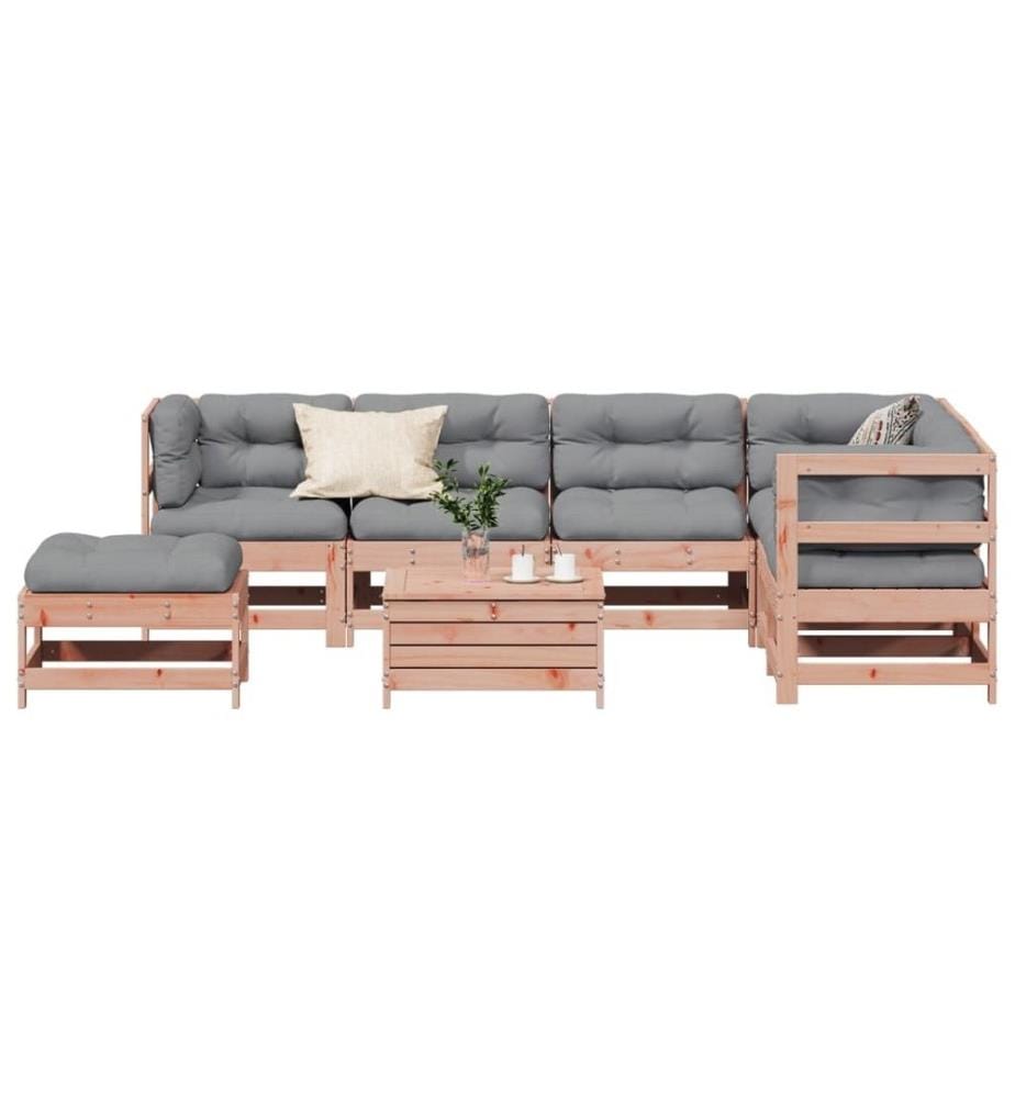 8-tlg. Garten-Lounge-Set mit Kissen Massivholz Douglasie