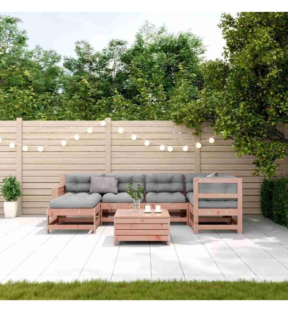 Salon de jardin 7 pcs avec coussins bois massif douglas
