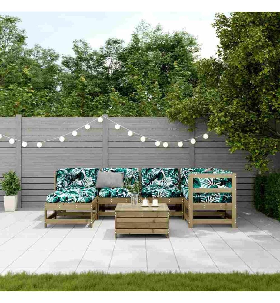 7-tlg. Garten-Lounge-Set mit Kissen Imprägniertes Kiefernholz