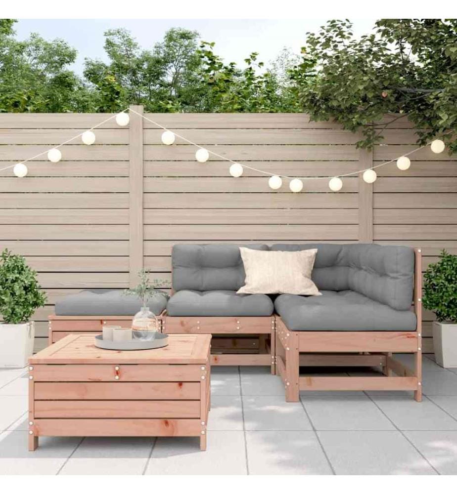 5-tlg. Garten-Lounge-Set mit Kissen Massivholz Douglasie