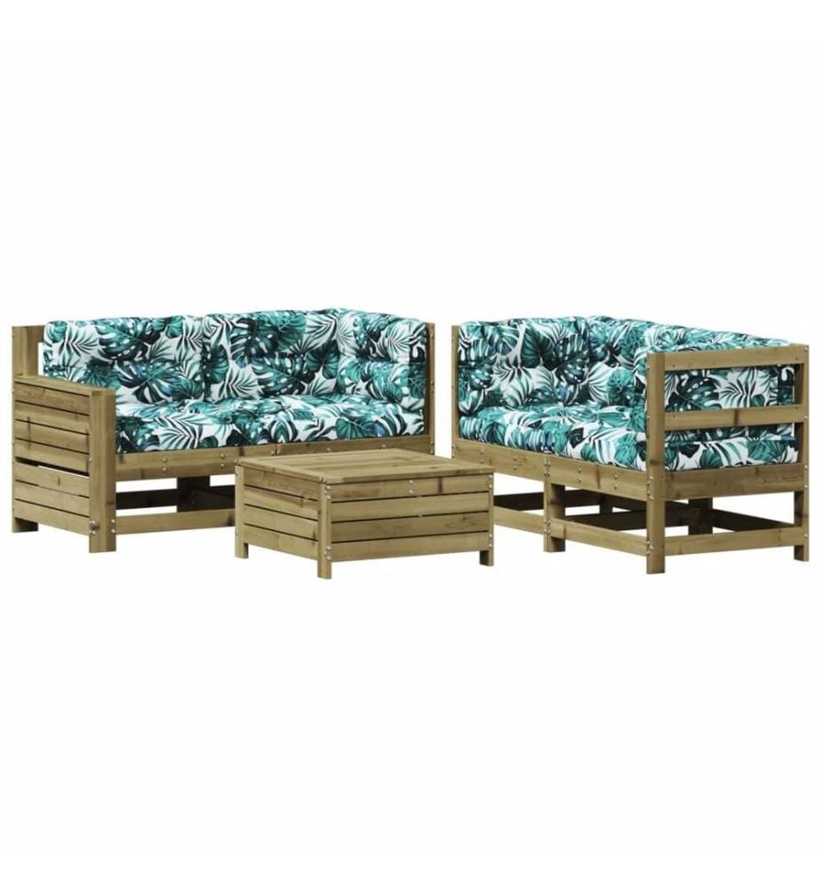 5-tlg. Garten-Lounge-Set mit Kissen Imprägniertes Kiefernholz