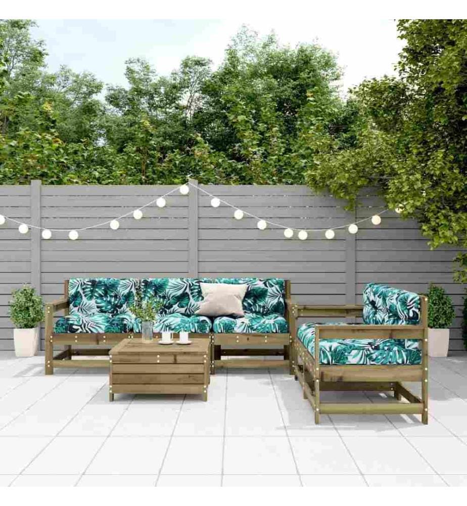 6-tlg. Garten-Lounge-Set mit Kissen Imprägniertes Kiefernholz