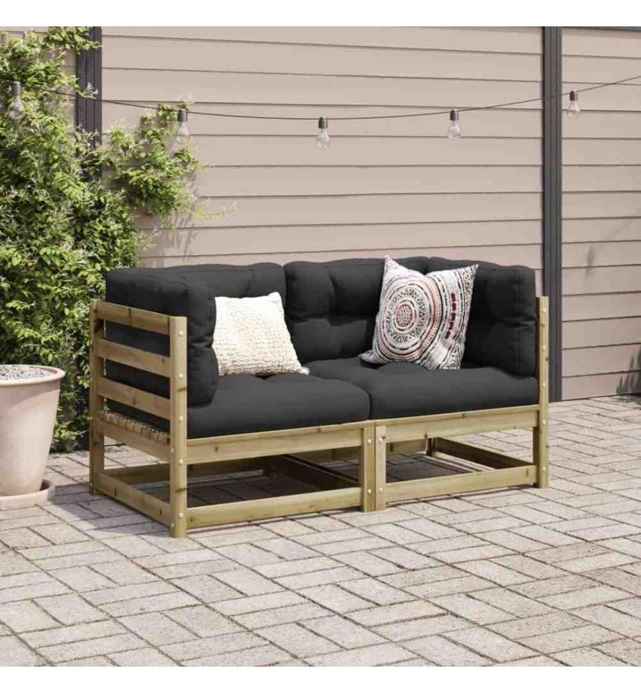 2-tlg. Garten-Sofagarnitur mit Kissen Kiefernholz Imprägniert