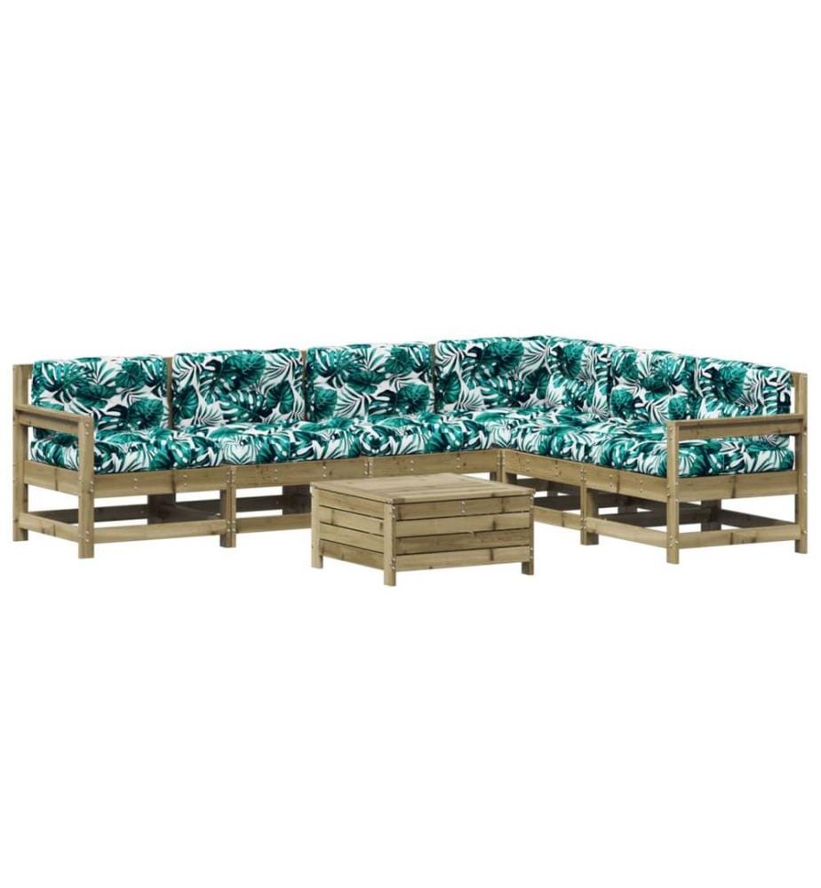 7-tlg. Garten-Lounge-Set mit Kissen Imprägniertes Kiefernholz