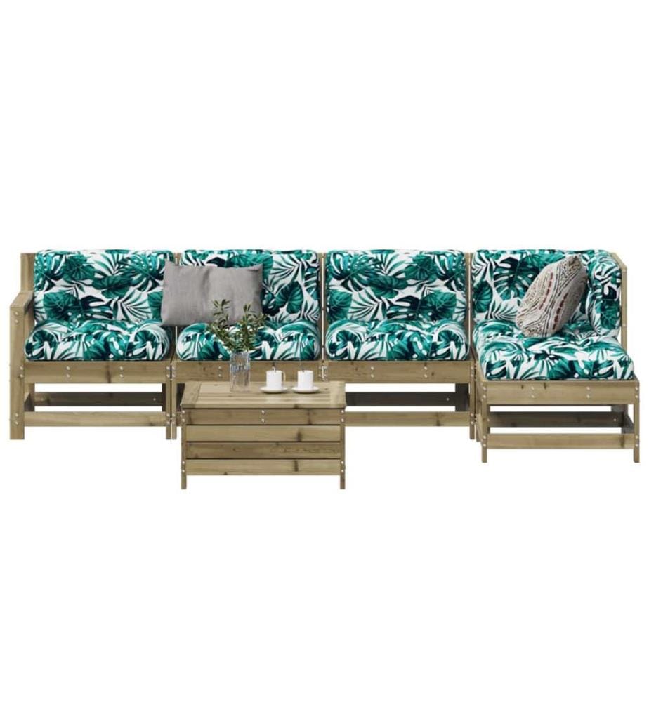 6-tlg. Garten-Lounge-Set mit Kissen Imprägniertes Kiefernholz