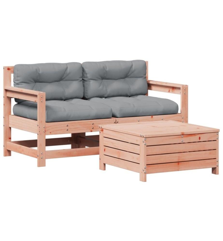 3-tlg. Garten-Lounge-Set mit Kissen Massivholz Douglasie