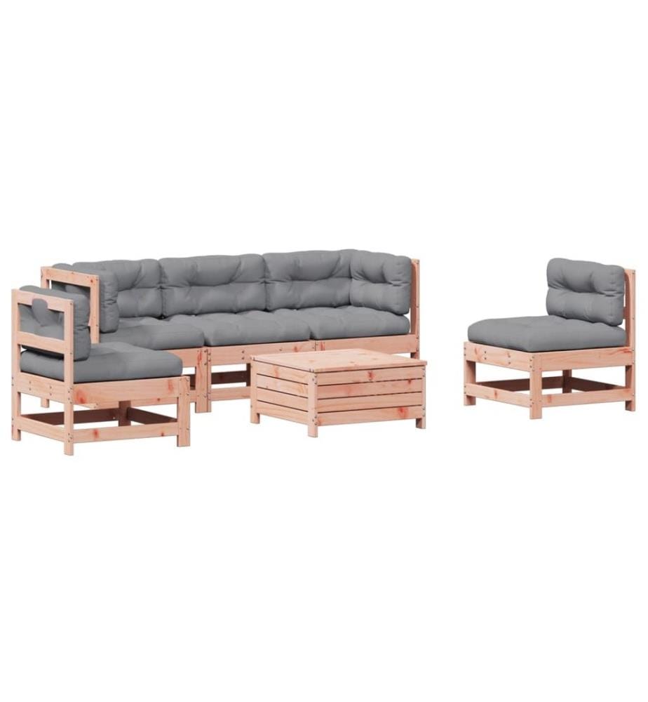 6-tlg. Garten-Lounge-Set mit Kissen Massivholz Douglasie