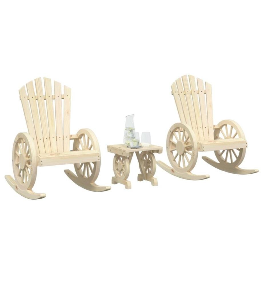 3-tlg. Garten-Lounge-Set Massivholz Tanne