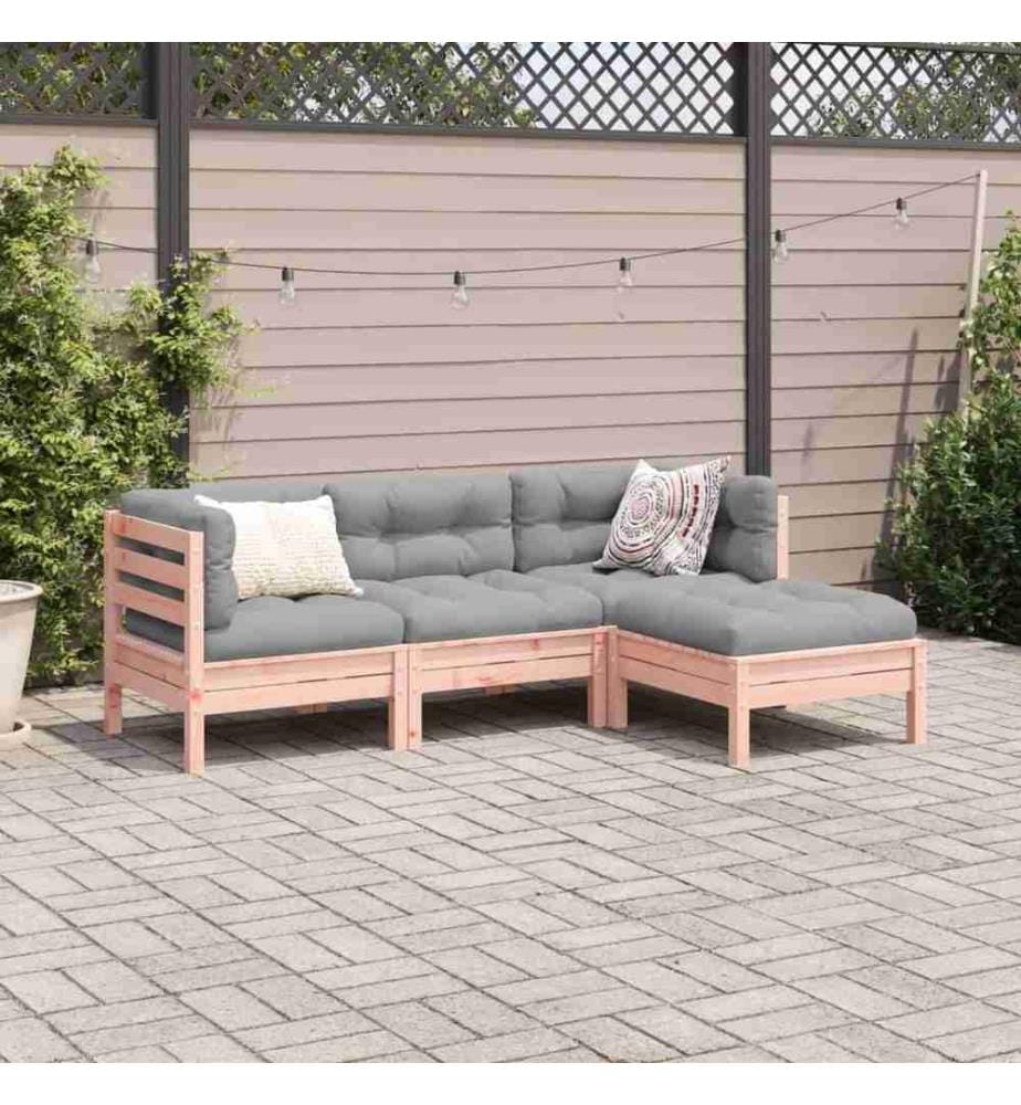 4-tlg. Garten-Sofagarnitur mit Kissen Massivholz Douglasie