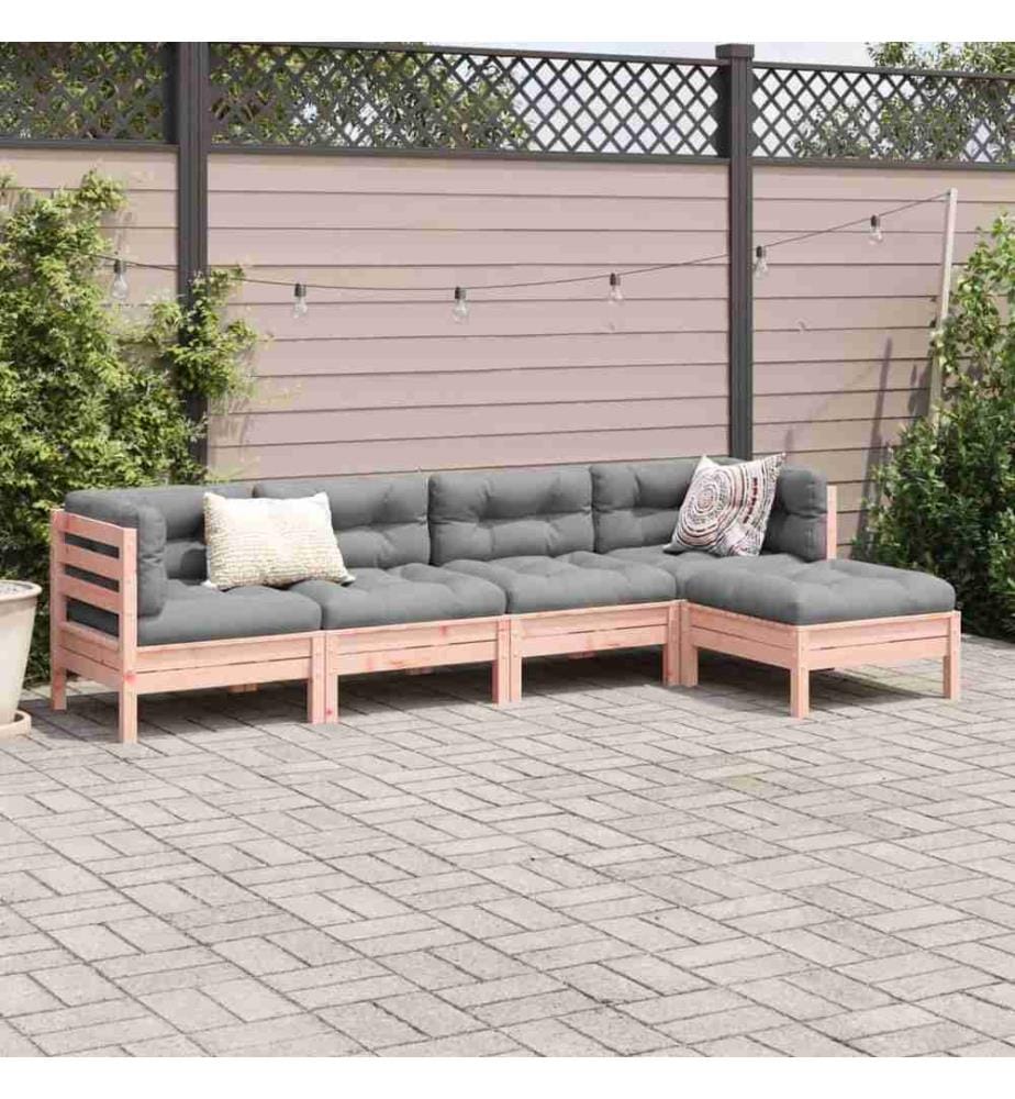 5-tlg. Garten-Sofagarnitur mit Kissen Massivholz Douglasie