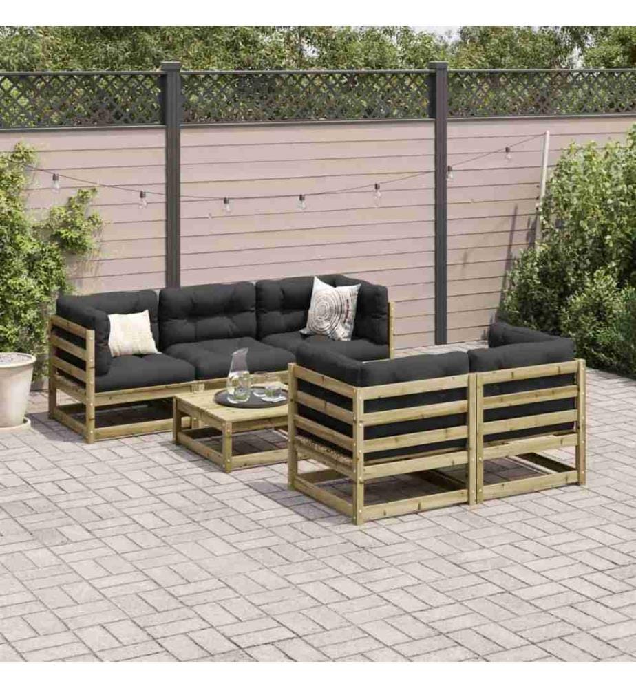 6-tlg. Garten-Sofagarnitur mit Kissen Kiefernholz Imprägniert