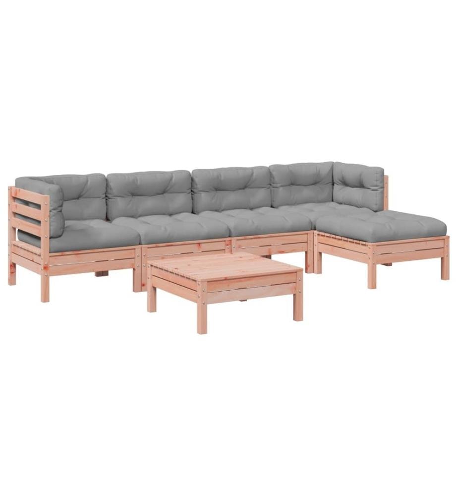 6-tlg. Garten-Sofagarnitur mit Kissen Massivholz Douglasie