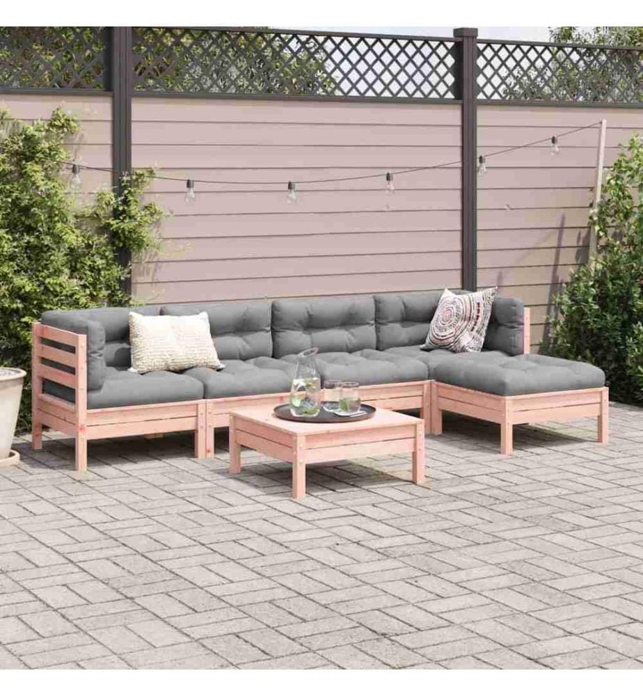 6-tlg. Garten-Sofagarnitur mit Kissen Massivholz Douglasie