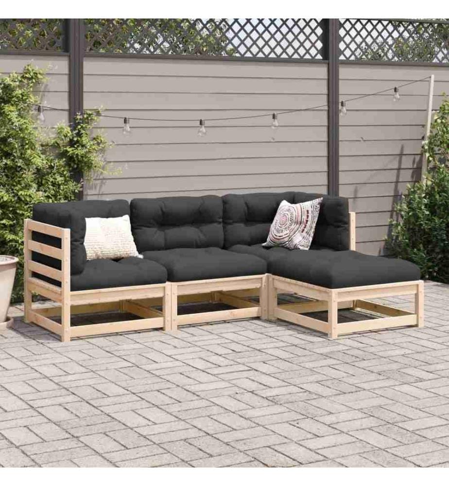 4-tlg. Garten-Sofagarnitur Massivholz Kiefer