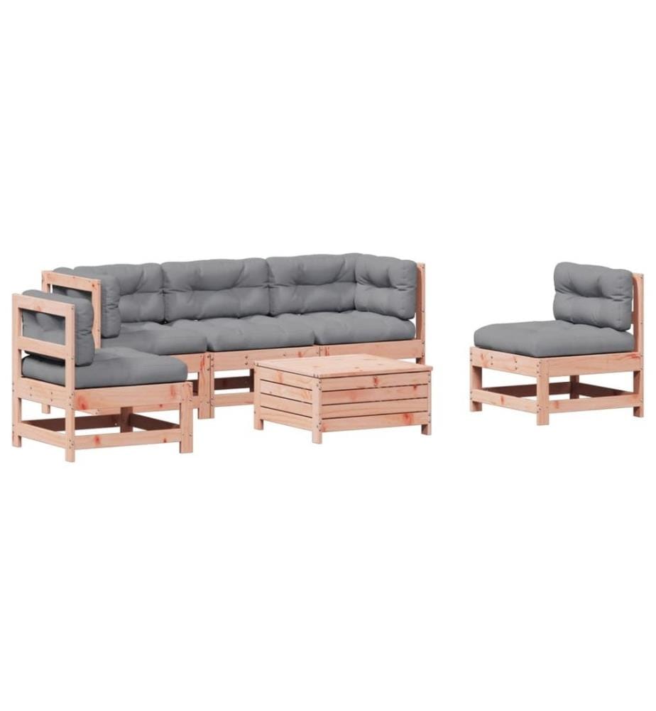 6-tlg. Garten-Lounge-Set mit Kissen Massivholz Douglasie