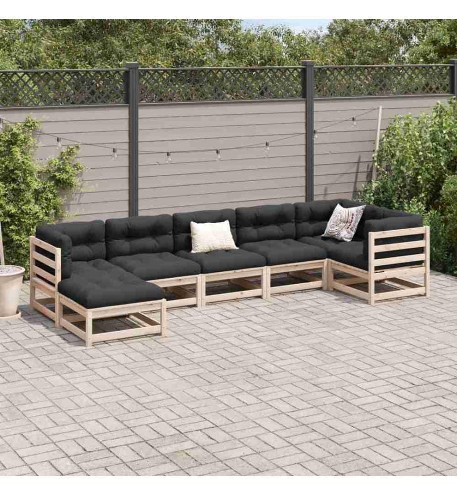 7-tlg. Garten-Sofagarnitur Massivholz Kiefer