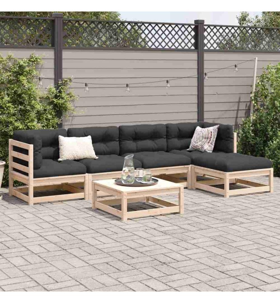 6-tlg. Garten-Sofagarnitur Massivholz Kiefer