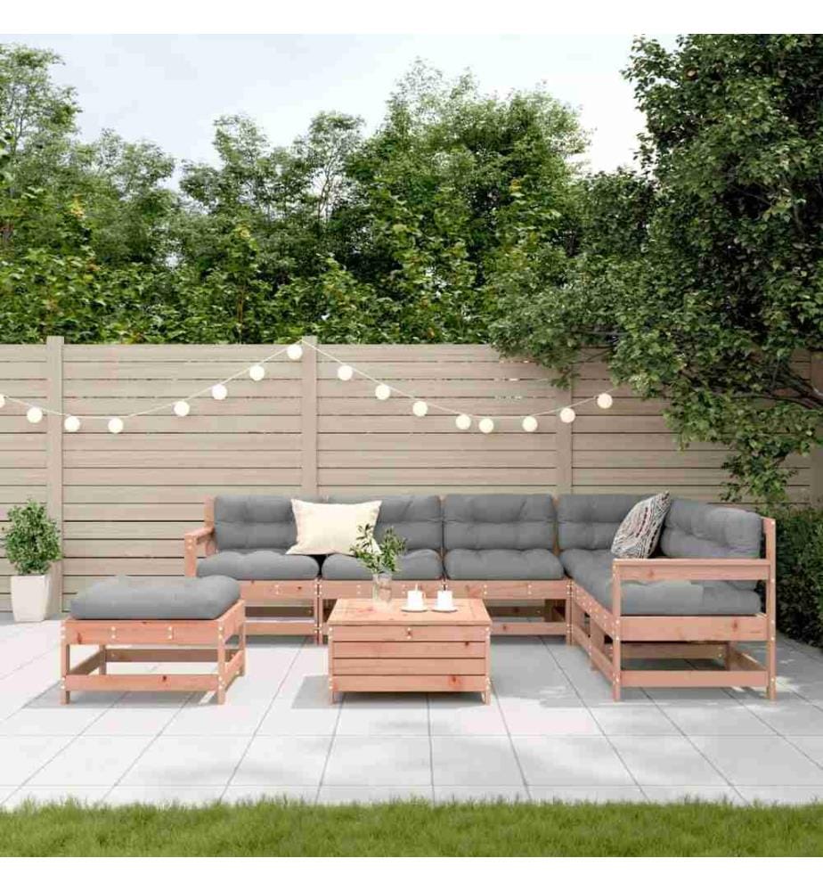 8-tlg. Garten-Lounge-Set mit Kissen Massivholz Douglasie
