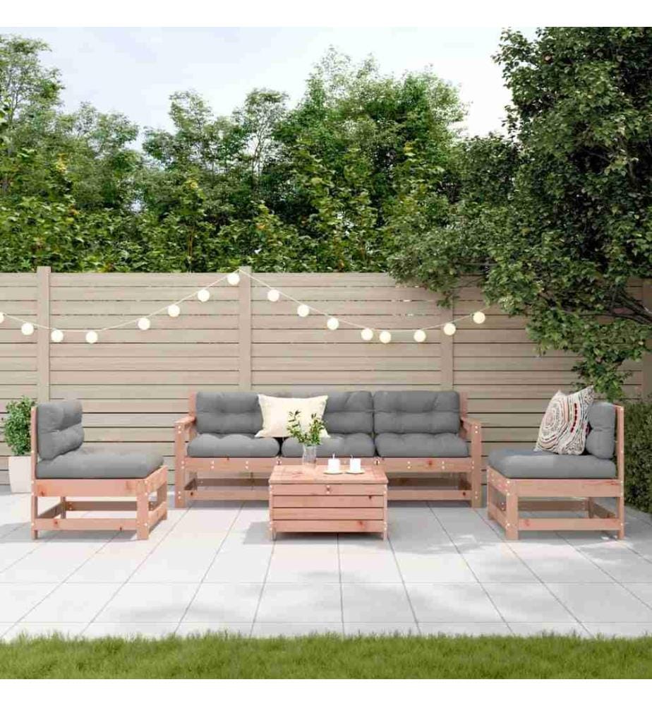 6-tlg. Garten-Lounge-Set mit Kissen Massivholz Douglasie