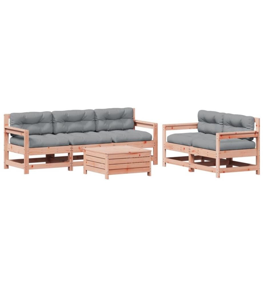 6-tlg. Garten-Lounge-Set mit Kissen Massivholz Douglasie