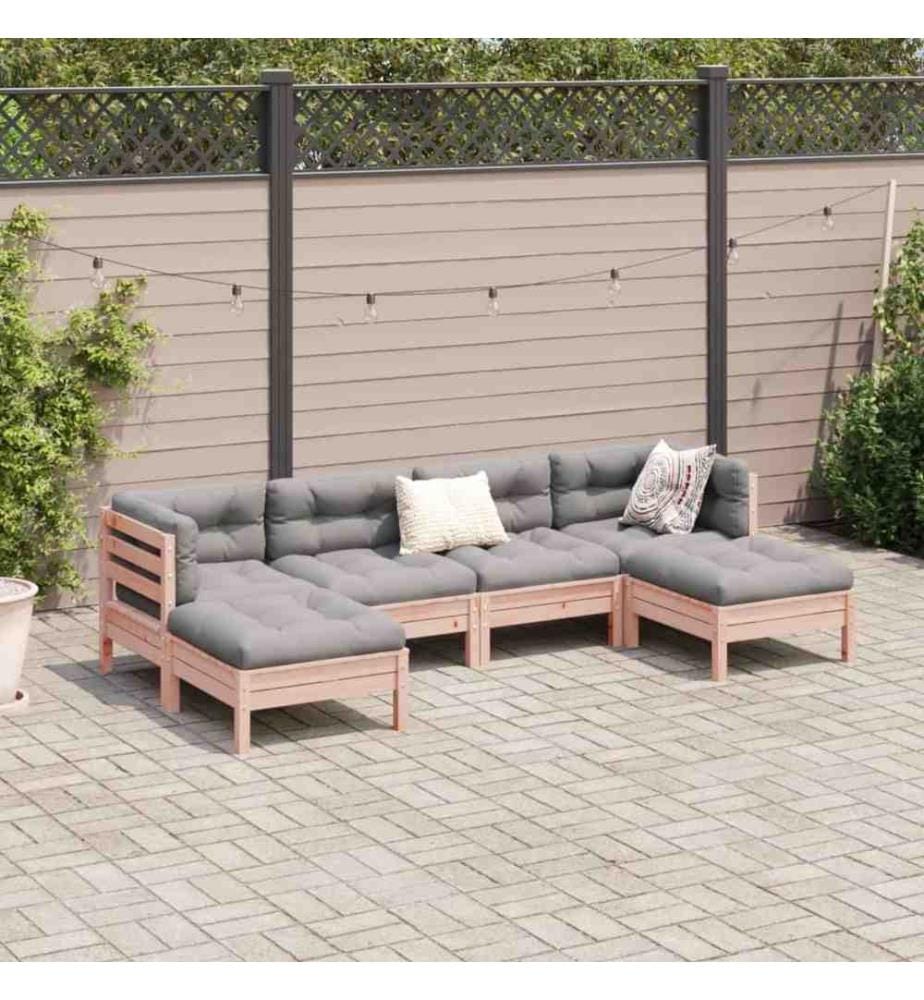 6-tlg. Garten-Sofagarnitur mit Kissen Massivholz Douglasie