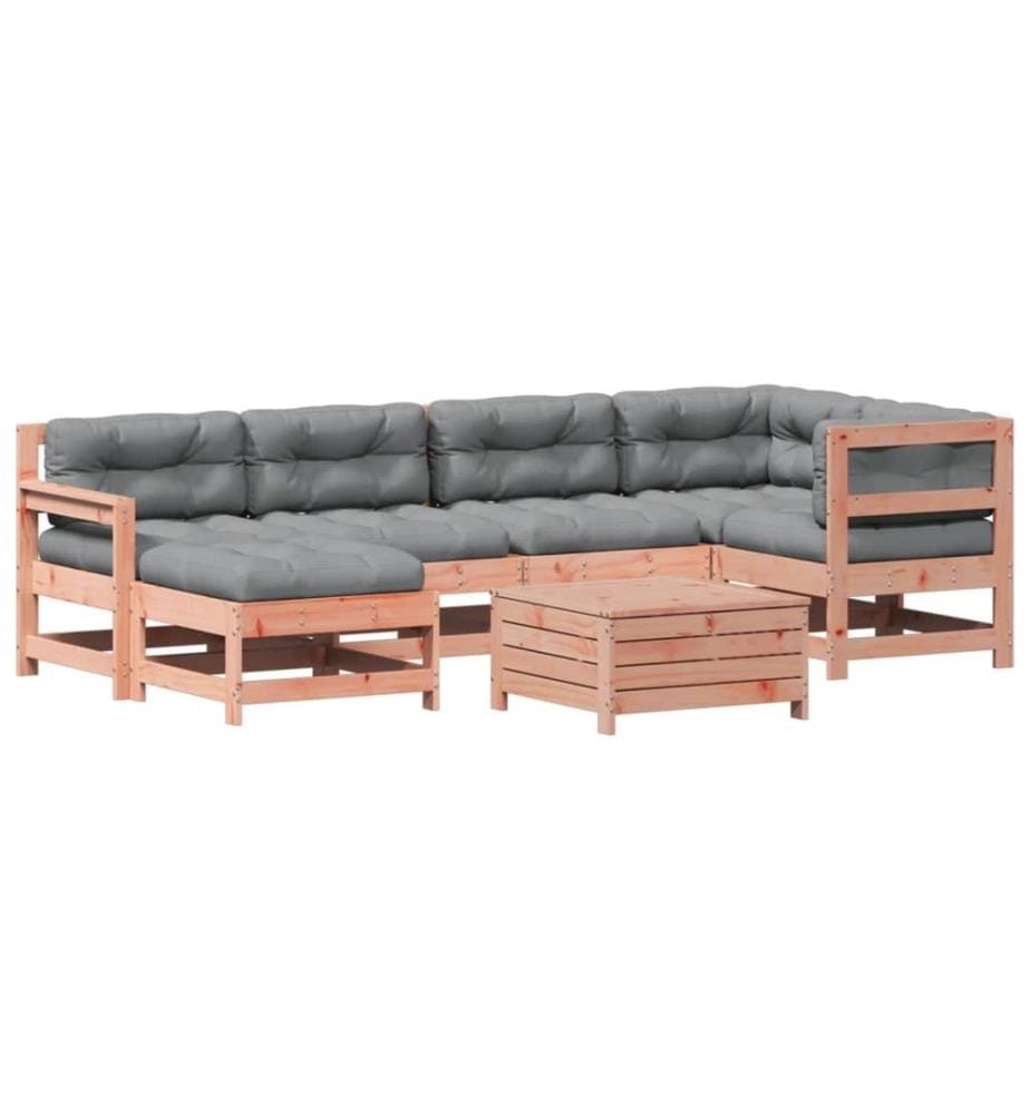 7-tlg. Garten-Lounge-Set mit Kissen Massivholz Douglasie