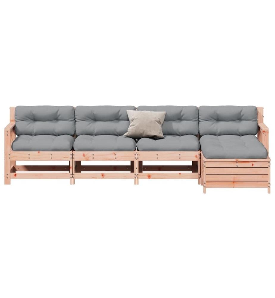 5-tlg. Garten-Lounge-Set mit Kissen Massivholz Douglasie
