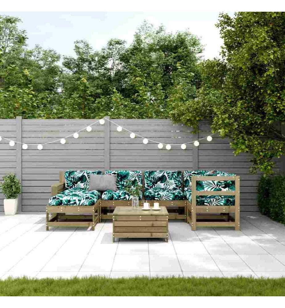 7-tlg. Garten-Lounge-Set mit Kissen Imprägniertes Kiefernholz
