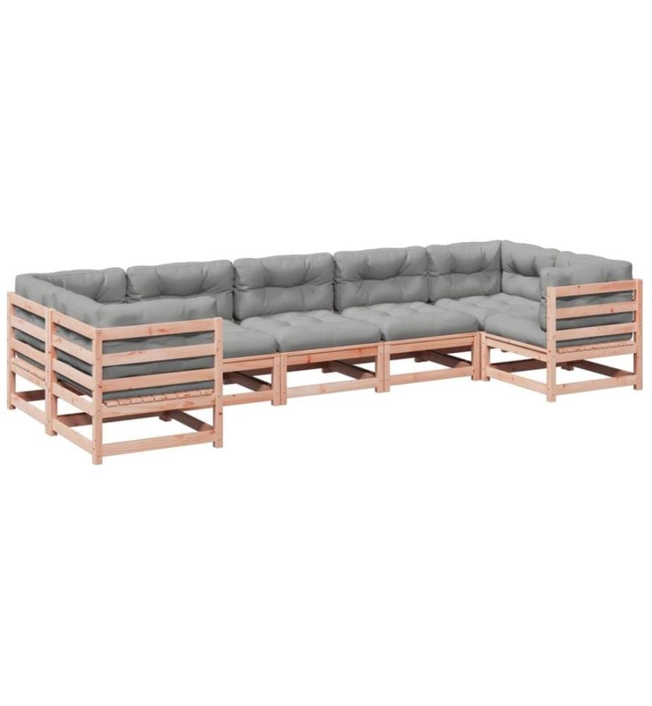 7-tlg. Garten-Sofagarnitur mit Kissen Massivholz Douglasie