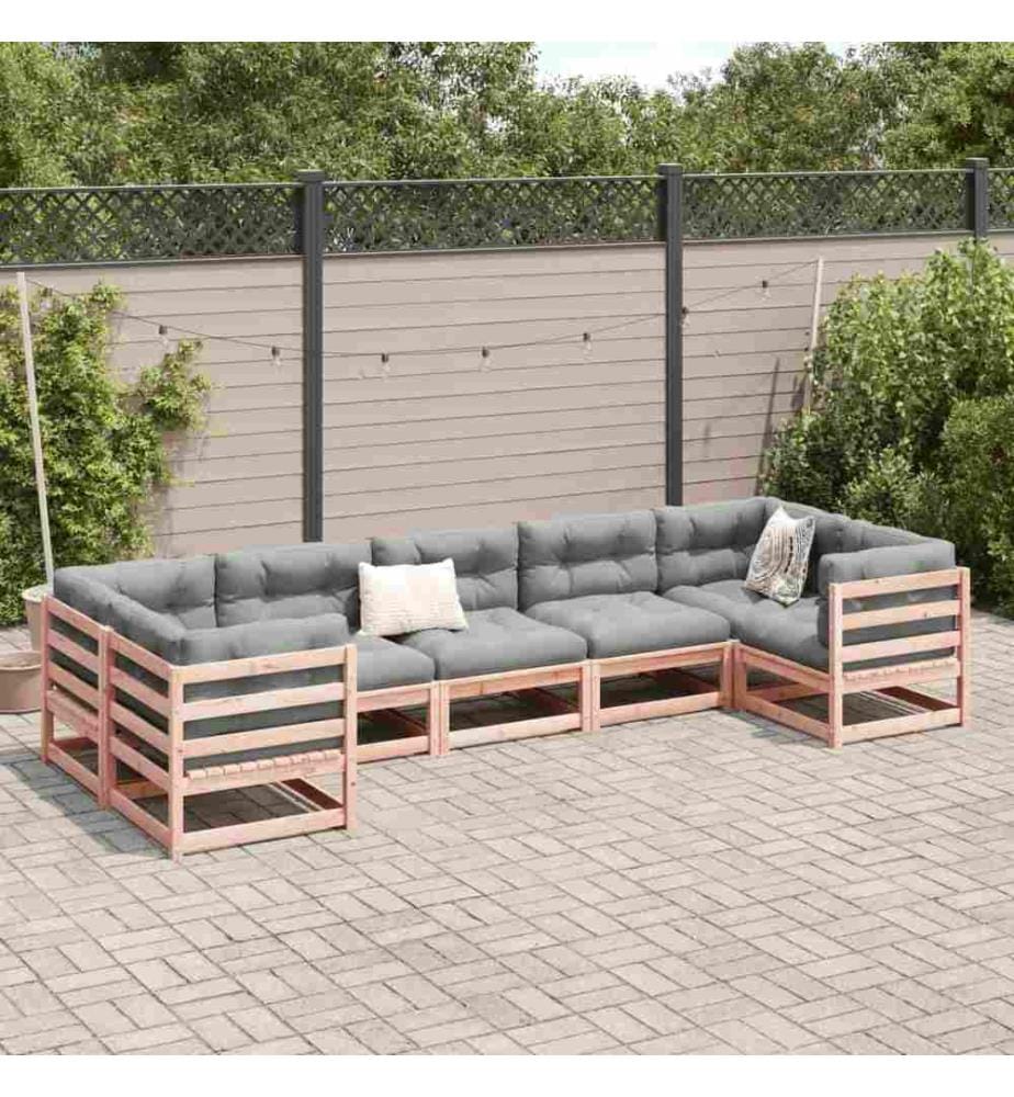 7-tlg. Garten-Sofagarnitur mit Kissen Massivholz Douglasie