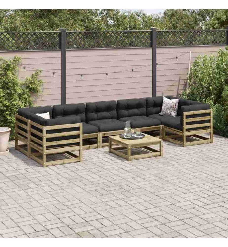 8-tlg. Garten-Sofagarnitur mit Kissen Kiefernholz Imprägniert