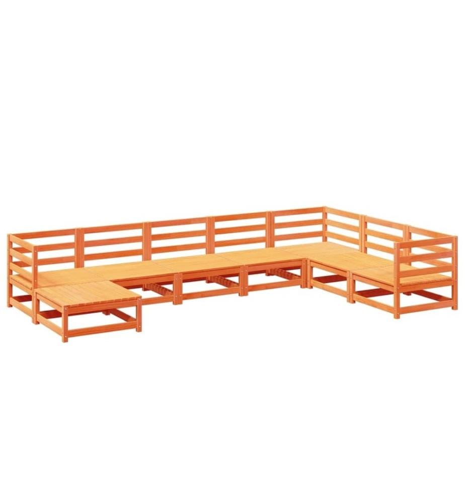 8-tlg. Garten-Sofagarnitur Wachsbraun Massivholz Kiefer