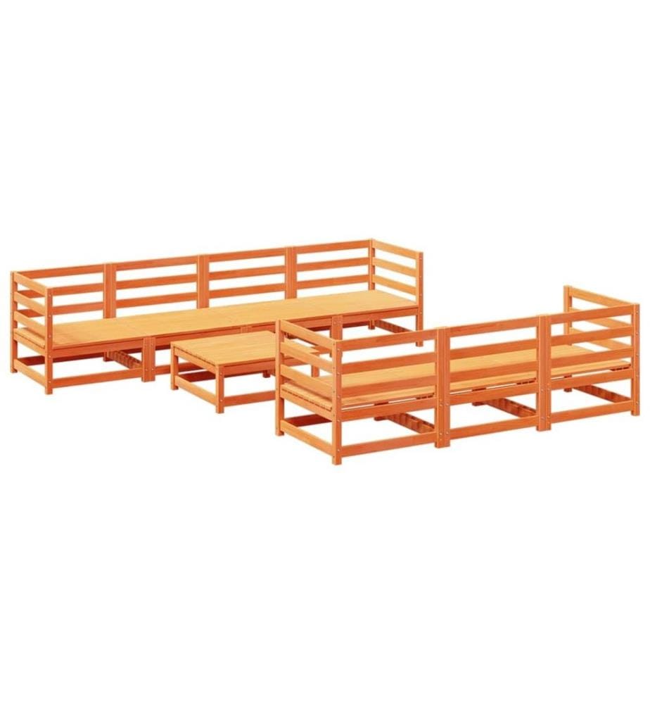 8-tlg. Garten-Sofagarnitur Wachsbraun Massivholz Kiefer