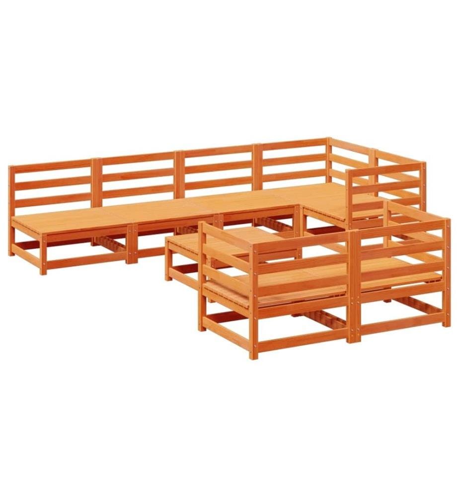 8-tlg. Garten-Sofagarnitur Wachsbraun Massivholz Kiefer