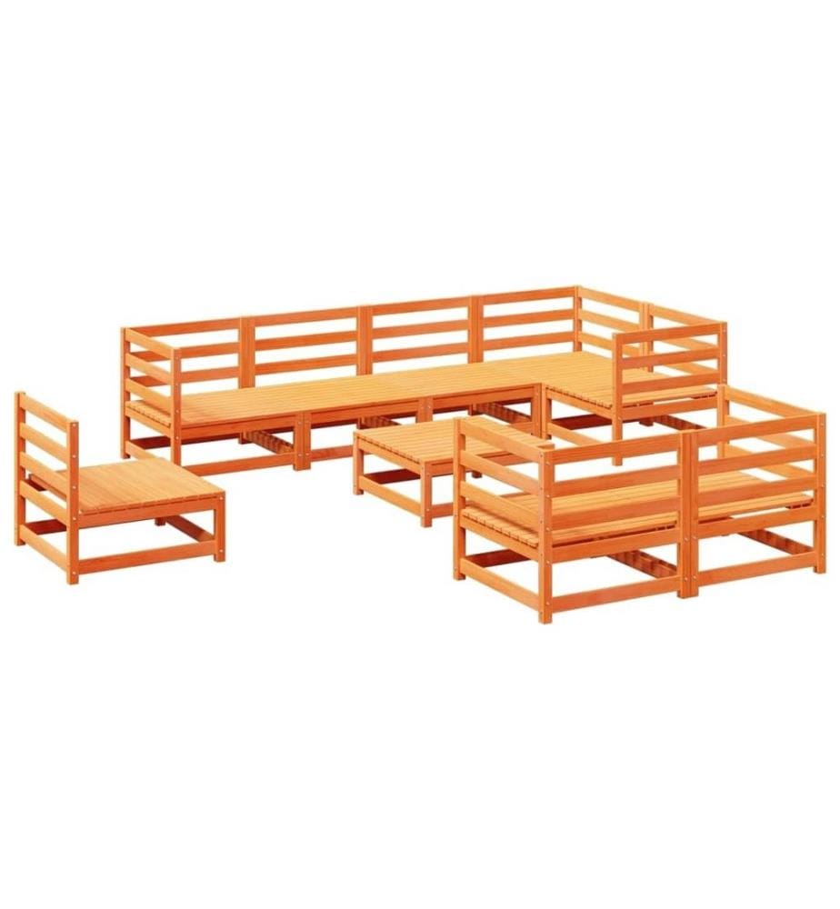 9-tlg. Garten-Sofagarnitur Wachsbraun Massivholz Kiefer