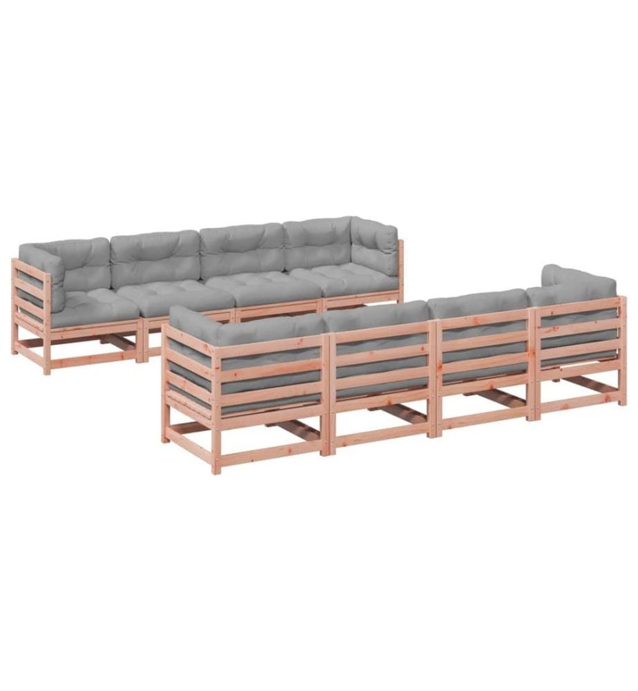 9-tlg. Garten-Sofagarnitur mit Kissen Massivholz Douglasie
