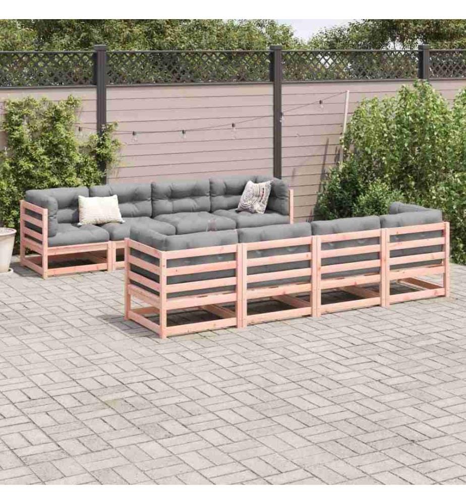 9-tlg. Garten-Sofagarnitur mit Kissen Massivholz Douglasie