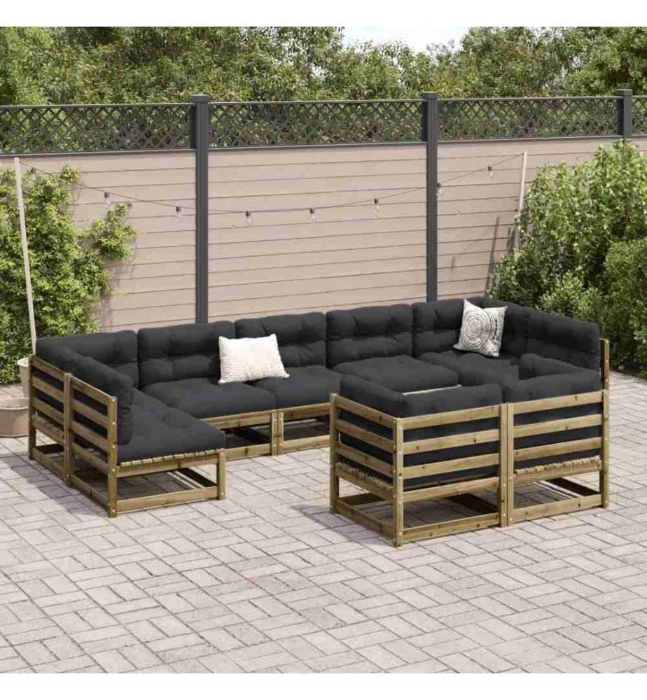 9-tlg. Garten-Sofagarnitur mit Kissen Kiefernholz Imprägniert