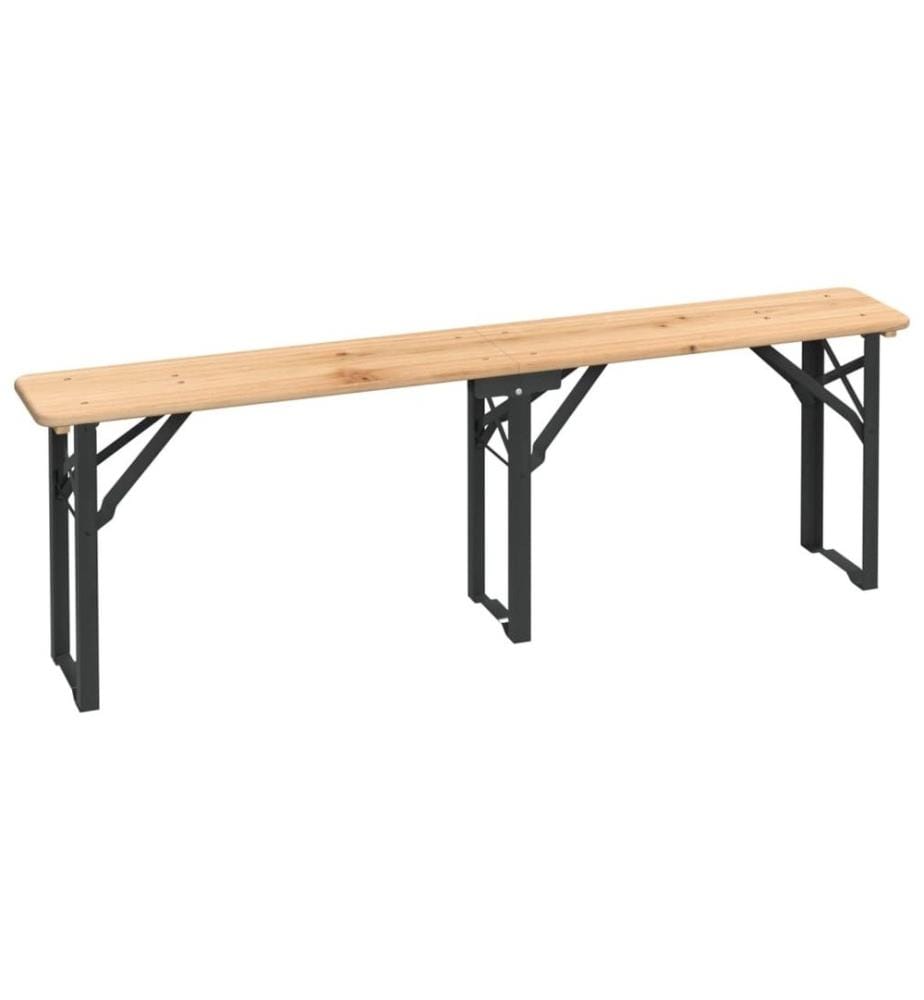 Ensemble de tables à bière pliantes 3 pcs bois massif de sapin