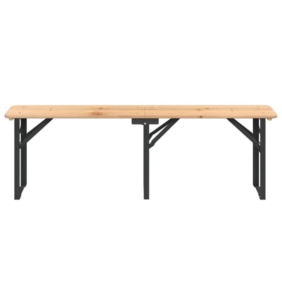 Ensemble de tables à bière pliantes 3 pcs bois massif de sapin