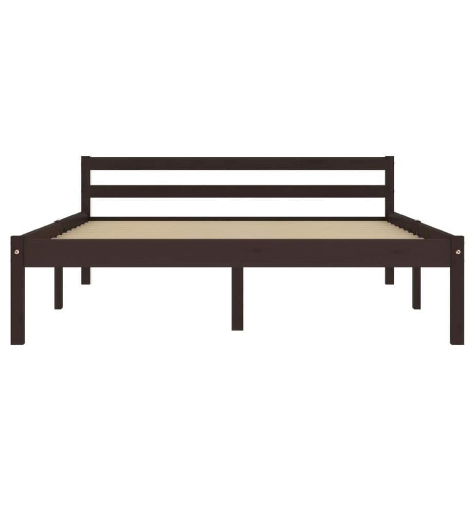 Cadre de lit Marron foncé Bois de pin massif 120 x 200 cm
