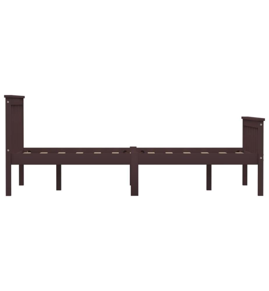 Cadre de lit Marron foncé Bois de pin massif 120 x 200 cm