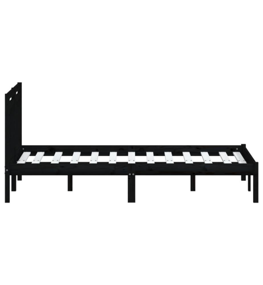 Cadre de lit Noir Bois de pin massif 140x190 cm
