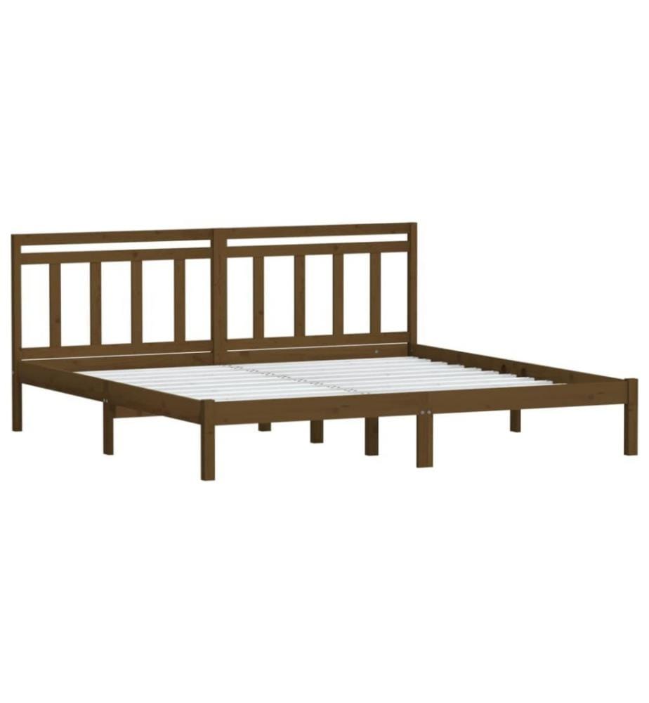 Cadre de lit Marron miel Bois de pin massif 200x200 cm