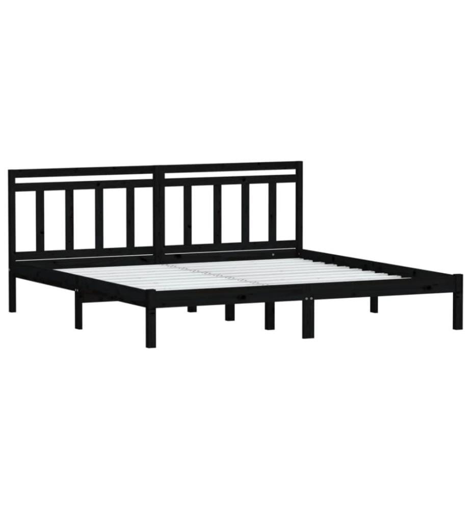Cadre de lit Noir Bois de pin massif 200x200 cm