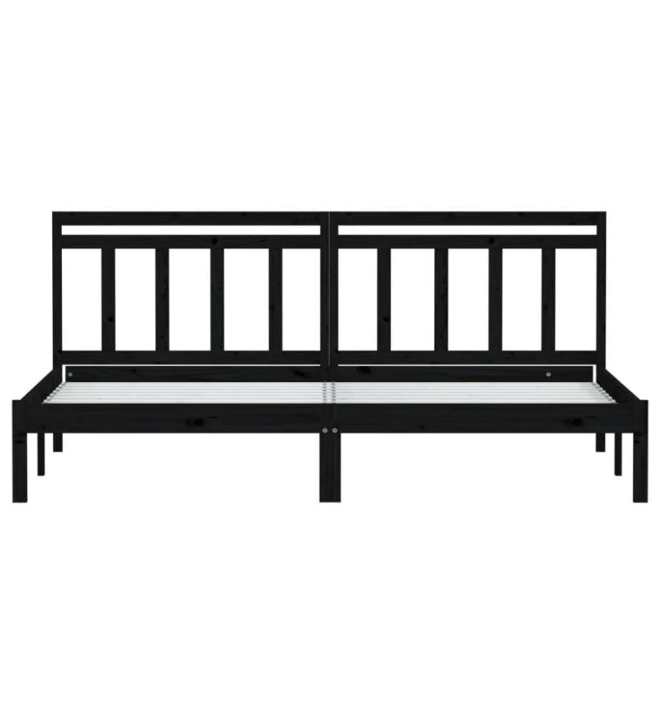 Cadre de lit Noir Bois de pin massif 200x200 cm